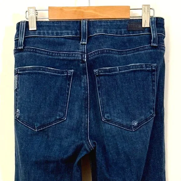 Paige Premium Denim High Rise Laurel Canyon Jeans — Dark Wash Slit Flare (W 24) - Picture 8 of 8